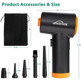 WHATOOK Compressed Air Duster-Reusable Electric Air Duster-3 Speeds 60000 RPM with LED Light