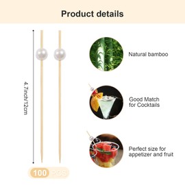 Cocktail Picks for Appetizers, Toothpicks for Appetizers, 100PCS White Cocktail Toothpicks for Drinks, Appetizer Skewers for Charcuterie Cups Board