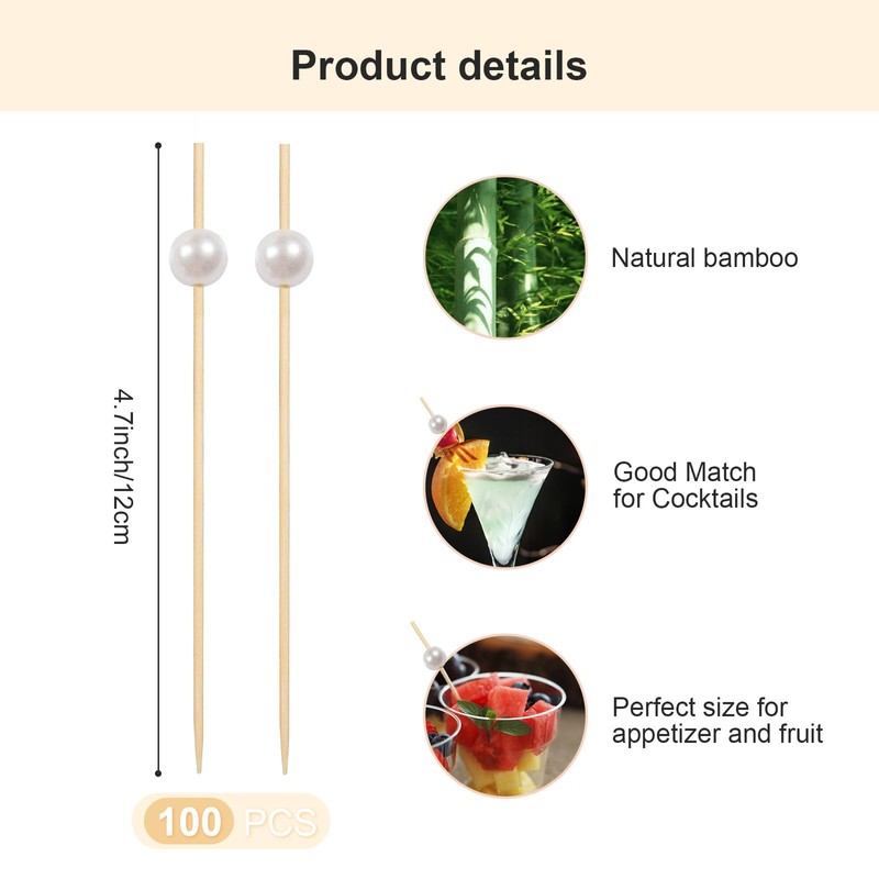 Cocktail Picks for Appetizers, Toothpicks for Appetizers, 100PCS White Cocktail