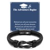 YELUWA Graduation Gifts for Him, Class of 2025 Black Leather Graduation Bracelet for Him Men Boyfriend Son Grandson Nephew Brother Classmate Masters Degree College Phd Congratulate High School Grad