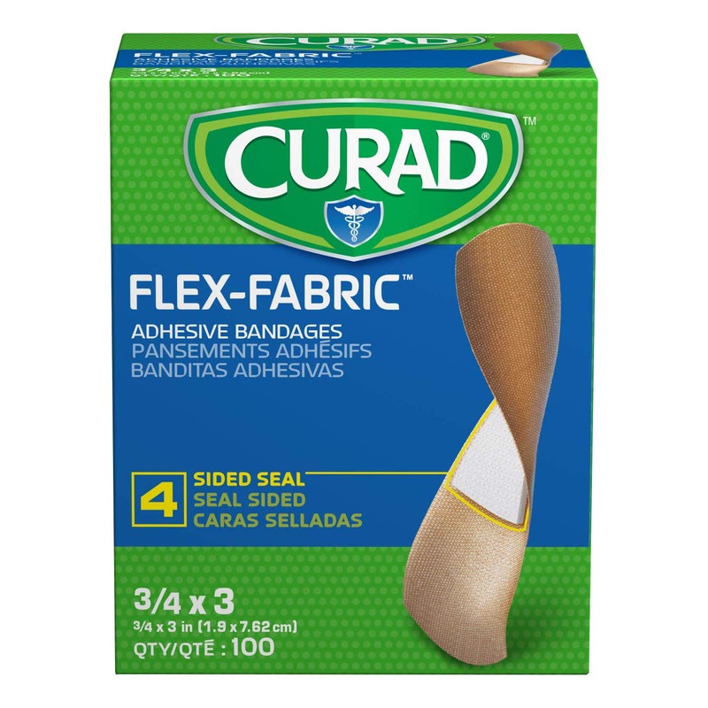 CURAD Flex Fabric Adhesive Bandages, Bandage Size is 3/4" x
