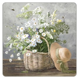 Legacy Daisy Basket and Hat 3.75 x 3.75 Cork Backed Coasters Pack of 6