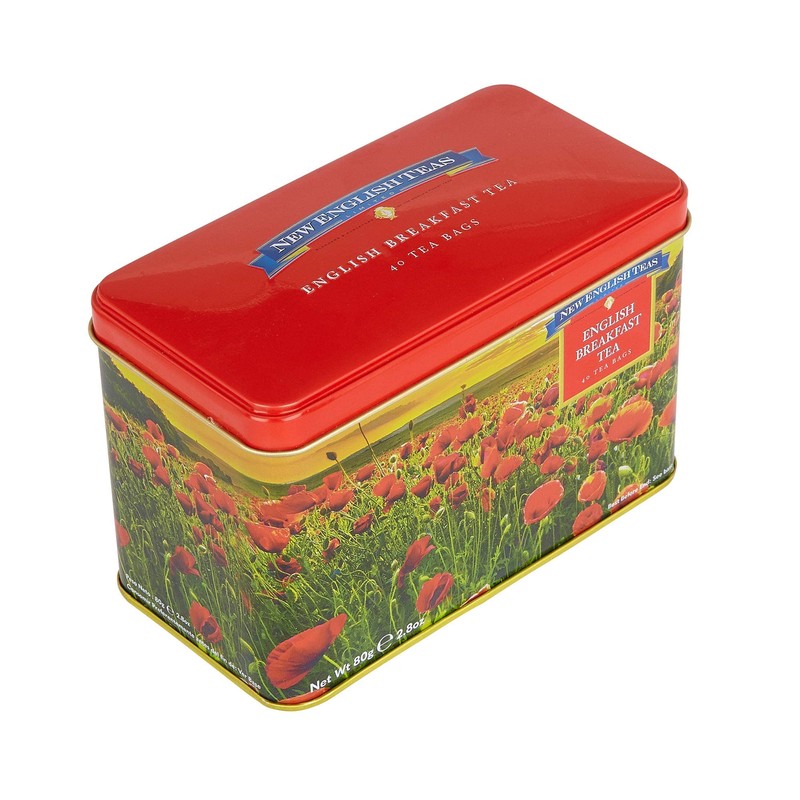 New English Teas Poppy Fields Tea Tin for Remembrance Day