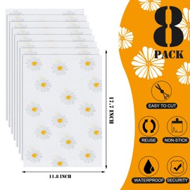 Pack of 8 Antibacterial Fridge Mats, 45 x 30 cm Washable Fridge Mats, DIY Cut to Size Fridge Mat, Drawer Mat Kitchen, for Kitchen, Cabinet, Table, Shelves