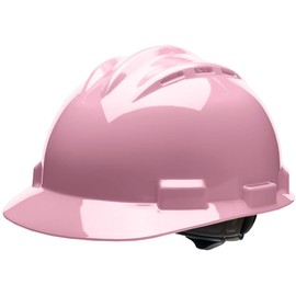 Bullard 3-Rib S62 Cap Style Safety Hard Hat with 4-Point Ratchet Suspension and Cotton Brow Pad, Light Pink