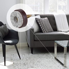 Navaris Felt Pads for Furniture (50 Pieces) - Round Screw-in Sliders for Chair Legs, Feet - Floor Gliders to Protect Hardwood - 3/4", Brown