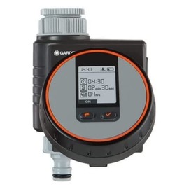 GARDENA Flex irrigation controller for quick automatic irrigation for the terrace and balcony, easy to use, Water Now function, Color Black/Grey/Orange 1890-20