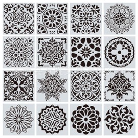 Mandala Painting Stencils 16Pcs Sets - Mandala Symmetry Templates for Spraying, Sponge Roller Painting, Wall Decorating, DIY Craft