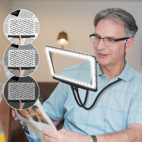 5X Hands Free Magnifying Glass with Light 43 Ultra-Bright LEDs,