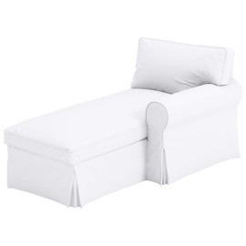 The White Ektorp Chaise with ARM Thick Cotton Cover Replacement Is Custom Made for Ikea Ektorp Chaise Lounge with Arm Sofa Slipcover. Sofa Cover Only! (Arm on Right Cotton)
