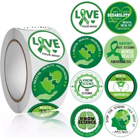 500PCS Mental Health Awareness Roll Stickers,Mental Health Party Favors Roll Sticker Gifts Bags Labels for Mental Health Fundraiser Party Supplies Decorations.