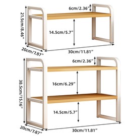 AIMALL Adjustable Height Desktop Bookshelf with Single and Double Storage, Integrated Wall and Floor Standing Home Bookshelf
