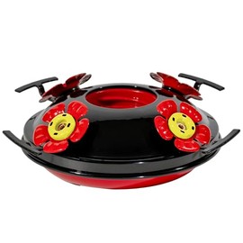 LaElvish Garden Upgraded Replacement Metal Base, Fits LaElvish Garden Hummingbird Feeders ONLY (Black - Yellow)