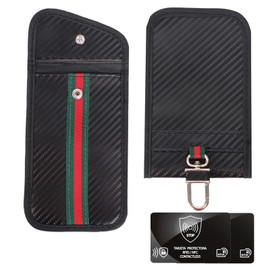 DOINEUFL RFID Key Pouch 2 Pack, Faraday Pouch for Car Keys with Signal Blocking,Carbon Fiber Key Fob Protection Case for Keyless Entry, Credit Cards, RFID Card Holder, Anti-Theft for Men & Women