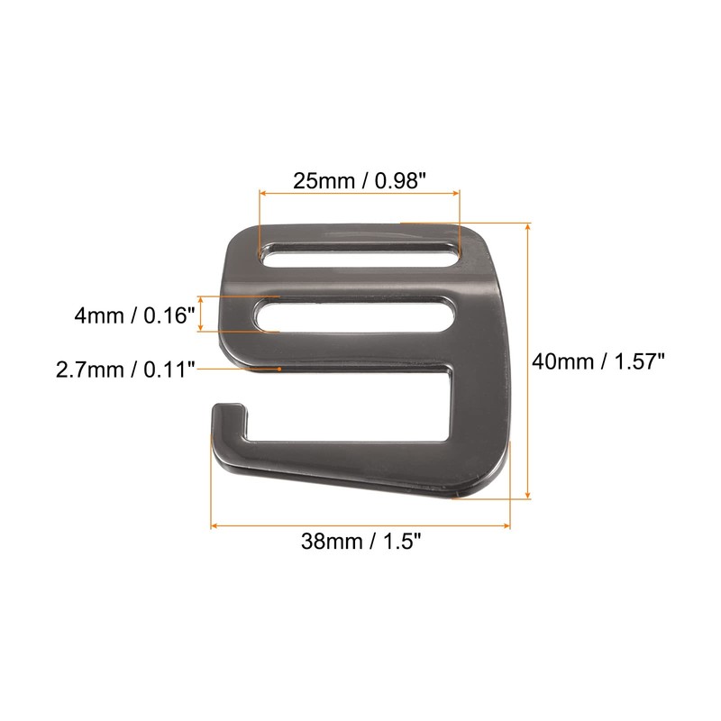 sourcing map Metal Webbing Strap 0.98 Inches 25 mm G-Hook