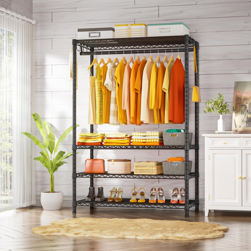 Ulif H4 Plus Portable Closets, 4-Tier Clothes Garment Rack for