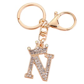 [Moerstar] Bag Charm Initial Charm Keychain Accessories for Women English Keepsake Keychain Key Chain Initial Bag Charm, N