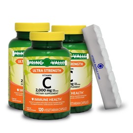 Unique Bundle Store Ultra Strength Vitamin C 2000mg, 120 Capsules - Dietary Supplement + 7 Day Pill Organizer Included (Pack of 3)