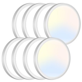 zemty 8Pack LED Flush Mount Ceiling Lights, 6.5 Inch 12W 1200lm Lighting Fixtures Recessed, Adjustable 3000K 4000K 6500K, Round Modern Ceiling Lamp for Bathroom Closet Hallway