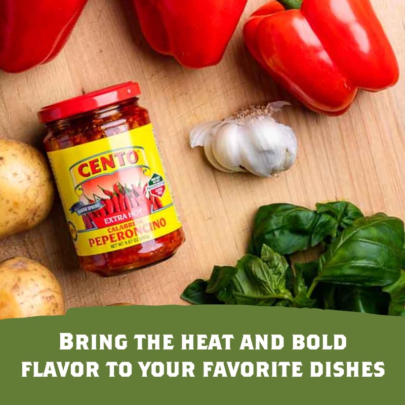 Cento Extra Hot Calabrese Peperoncino Spread, 9.87 Oz, Spicy Italian