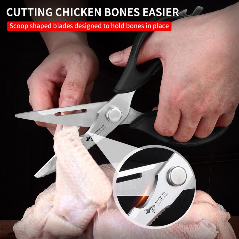 Kitchen Scissors, Dismountable, Stainless Steel Poultry Scissors with Non-Slip Handle,
