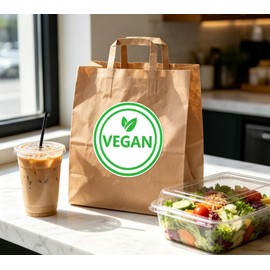 500 Pcs Vegan Food Labels, 1.5 Inch Round Self-Adhesive Vegan Stickers, Green & White Circle Dots for Restaurants, Catering, Cafes, Grocery Stores & Home Kitchen Organization