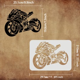 FINGERINSPIRE Motorcycle Stencil for Painting 29.7x21cm Large Stencil Motorcycles Biker Stencil Reusable Vehicles Wall Stencil DIY Craft Template for Wall, Tiles, Canvas, Fabric