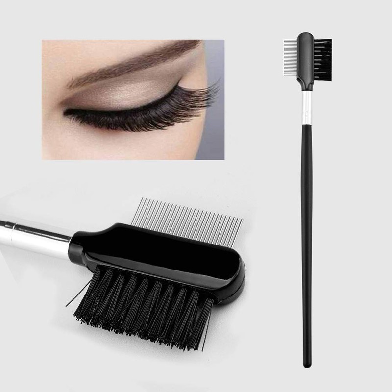 2Pcs Eyebrow Brush with Metal Teeth Eyelash Comb Separator Brow