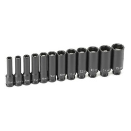 Grey Pneumatic (9712MDG) 1/4" Drive 12-Piece Deep Metric Magnetic Impact Socket Set