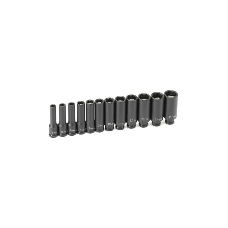 Grey Pneumatic (9712MDG) 1/4" Drive 12-Piece Deep Metric Magnetic Impact