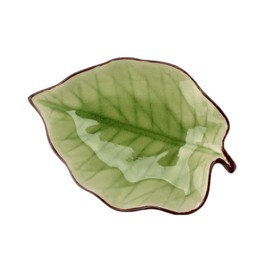 Ceramic Spoon Rest Cooking Spoon Holder for Kitchen Counter/Stove Top/Dining Table with Cute Spoon, Leaf Shaped, Modern Farmhouse Decorative, 7.5x5.1 inch