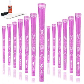 Karma Sparkle Pink Golf Grip Kit for Women with Tape Strips, Grip Solvent, Rubber Vise Clamp and 13 Ladies Golf Grips