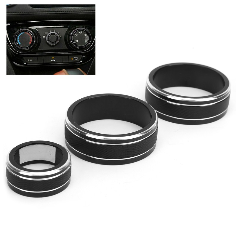 3pcs Car Air Conditioning Interior Climate Controller Knob Cover Black
