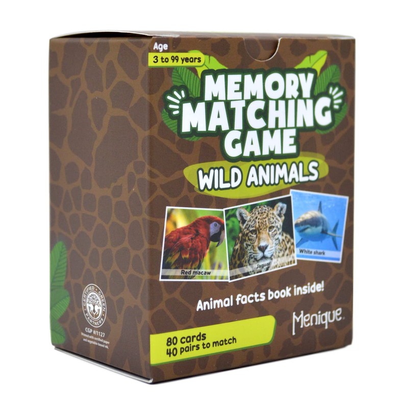 Menique. Juego de Memoria Animales Salvajes en Inglés. Memory Matching