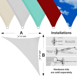INFRANGE Waterproof Gray 7' x 20' x 21.2' Triangle Sun Shade Sail Canopy Awning Shelter Fabric Screen, 95% UV Blockage UV & Water Resistant, for Outdoor Patio Garden Carport - Customized