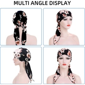 Scott Edward Turbantes elásticos de 3/6 Piezas para Mujer Africano Nudos diseño de impresión pañuelo para la Cabeza en la Playa turbante suave plisado para la cabeza