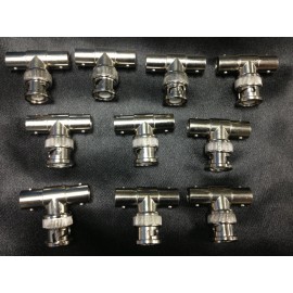 TRANSEL 10 LOT BNC  TEE 2 FEMALE 1 MALE  NICKEL CONNECTOR 60320