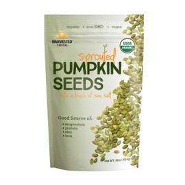 Harvested For You Sprouted Pumpkin Seeds with Sea Salt 22oz Bag, Non GMO, Keto Snacks, Paleo, Gluten Free, Vegan, Organic, Plant Based, High Protein, Whole 30, Low Glycemic Index, Peanut Free Facility