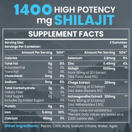 Elikadur 84,000 MG Shilajit Gummies, Organic Gummies 60 Count (Pack of 2)