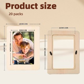 Meme Da 20 PCS Wooden Picture Frames for Crafts wood picture frames 4x6 Standing Wooden Photo Frames for Crafts Wood, DIY Painting, Arts Projects