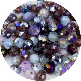 Honkoolly 200pcs Crystal Glass Beads 6mm Faceted Rondelle Glass Beads with Hole Glass Spacer Beads for Bracelets Necklace Earring DIY Jewelry Making Craft(Purple Series)