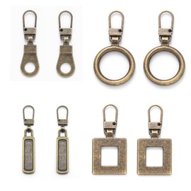 DHER Zipper Metal Zip Tabs Pull Removable Zip 8 Pieces Zip Puller Removable Zip Head Replacement Zip Head Luggage Repair (Copper)