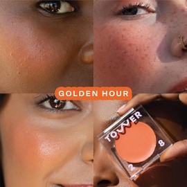 Tower 28 Beauty Beachplease Rubor Crema para Mejillas y Labios - Tinte Multiusos de Labios y Mejillas En Rubor Naranja - para Pieles Sensibles - Color Dorado Hora, Acabado Luminoso