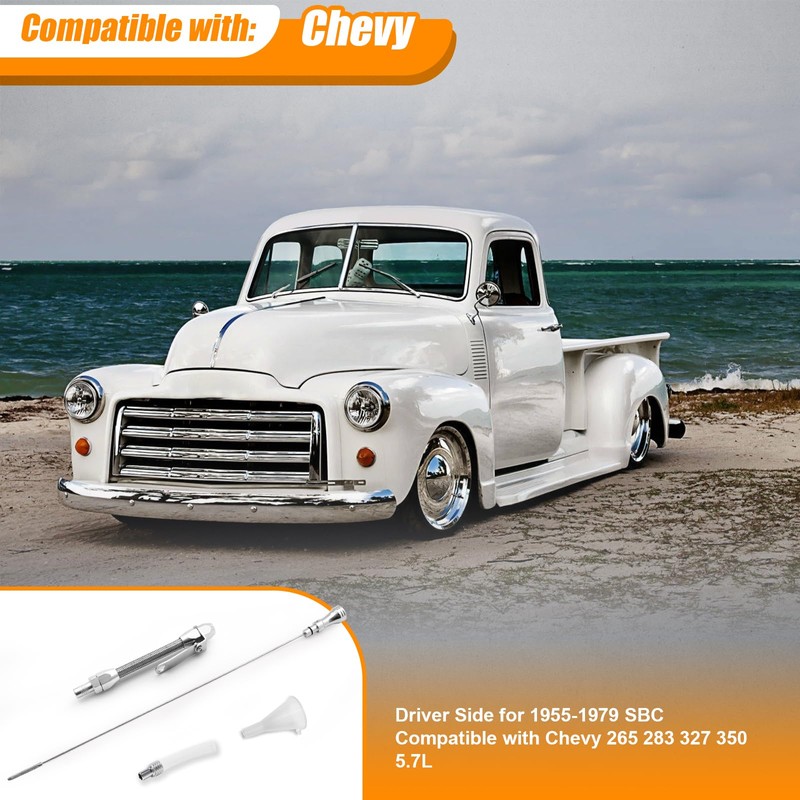 HAHAHA-Flexible Oil Dipstick Driver Side for 1955-1979 SBC Compatible with