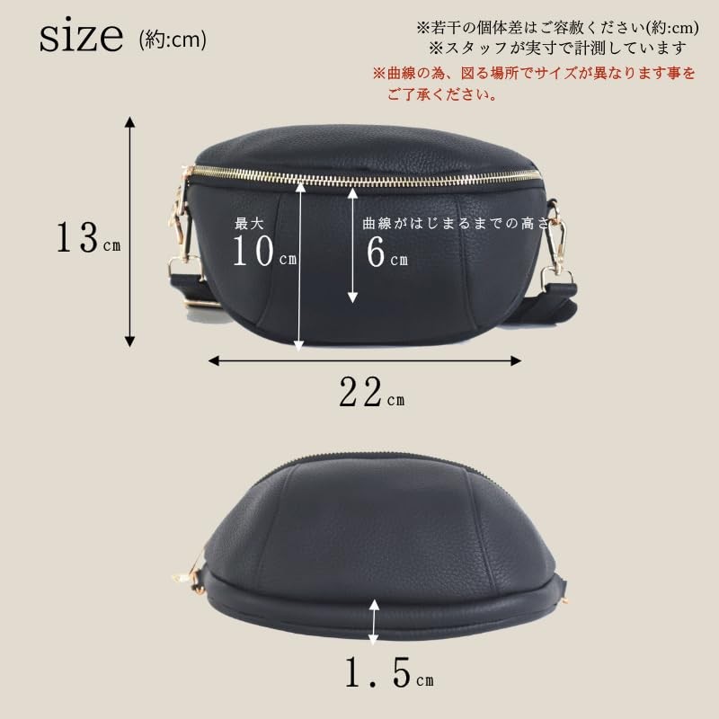 Grande Grace Genuine Leather Body Bag Pochette Shoulder Bag, Black