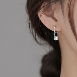 SLUYNZ Sterling Silver Butterfly Drop Dangle Small Hoop Earrings Chain for Women Teens CZ Butterfly Hoop Earrings Huggie, Sterling Silver, Cubic Zirconia