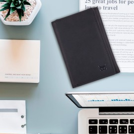 Genuine Leather Trifold Wallets for Men Travel Slim Front Pocket RFID blocking card Wallet (Black Crazy Horse, 4 x 3.25 x 0.75")