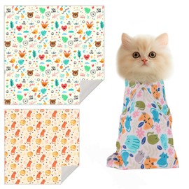 Ruiliangai Cat Wrap for Grooming Self-Adherent Cat Wrap for Cutting Nails Cat Grooming Wrap Cat Burrito Wrap Anti-Bite, Anti-Escape Cat Swaddle Wrap 2PCS (Orange Kitten-M & Funny Bear-XL, M & XL)