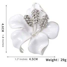 FAIRYGATE Women's Brooches & Pins Wedding Dress Women's Brooches & Pins Lapel Pin for Women White Rose Flowers Brooch with Created Crystal B3512