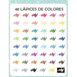 48 Colores Lápices de Colores Profesionales,Colores Surtidos en Caja con Sacapuntas, Punta 3.3 mm, Lápiz 2B para Niños y Adultos, Ideal para Dibujo, Pintar, Dibujar, Bocetos y Arte Escolar